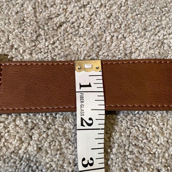 Women’s Brown Belt with Gold Buckle Wood Inlay Size XXL NWT - Picture 4 of 7